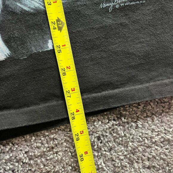 VTG 90s Wolves Wolf Nature Moon All Over Print T Shirt Sz Large Black Harlequin - Picture 8 of 8